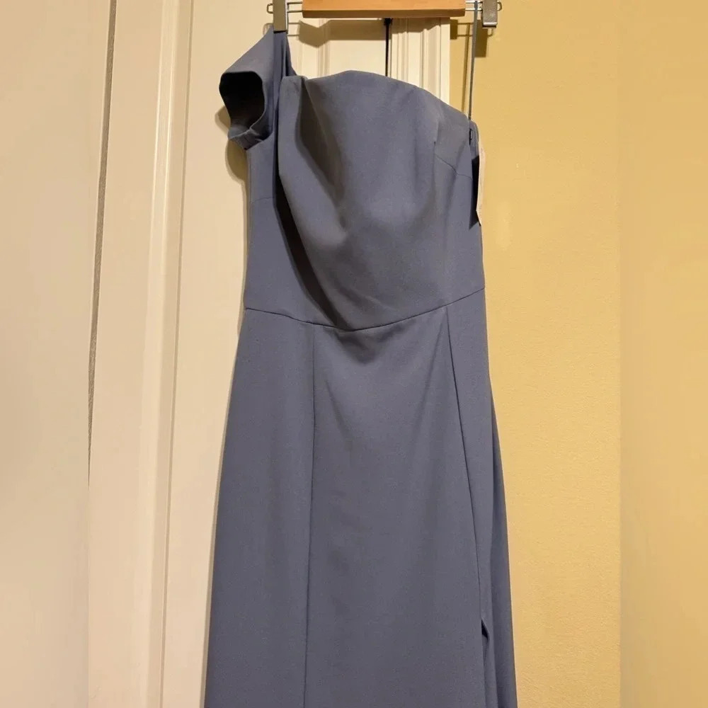 Amsale Yana Slate Crepe Prom Bridesmaid Formal Dress Long Size 12 - Picture 5 of 15